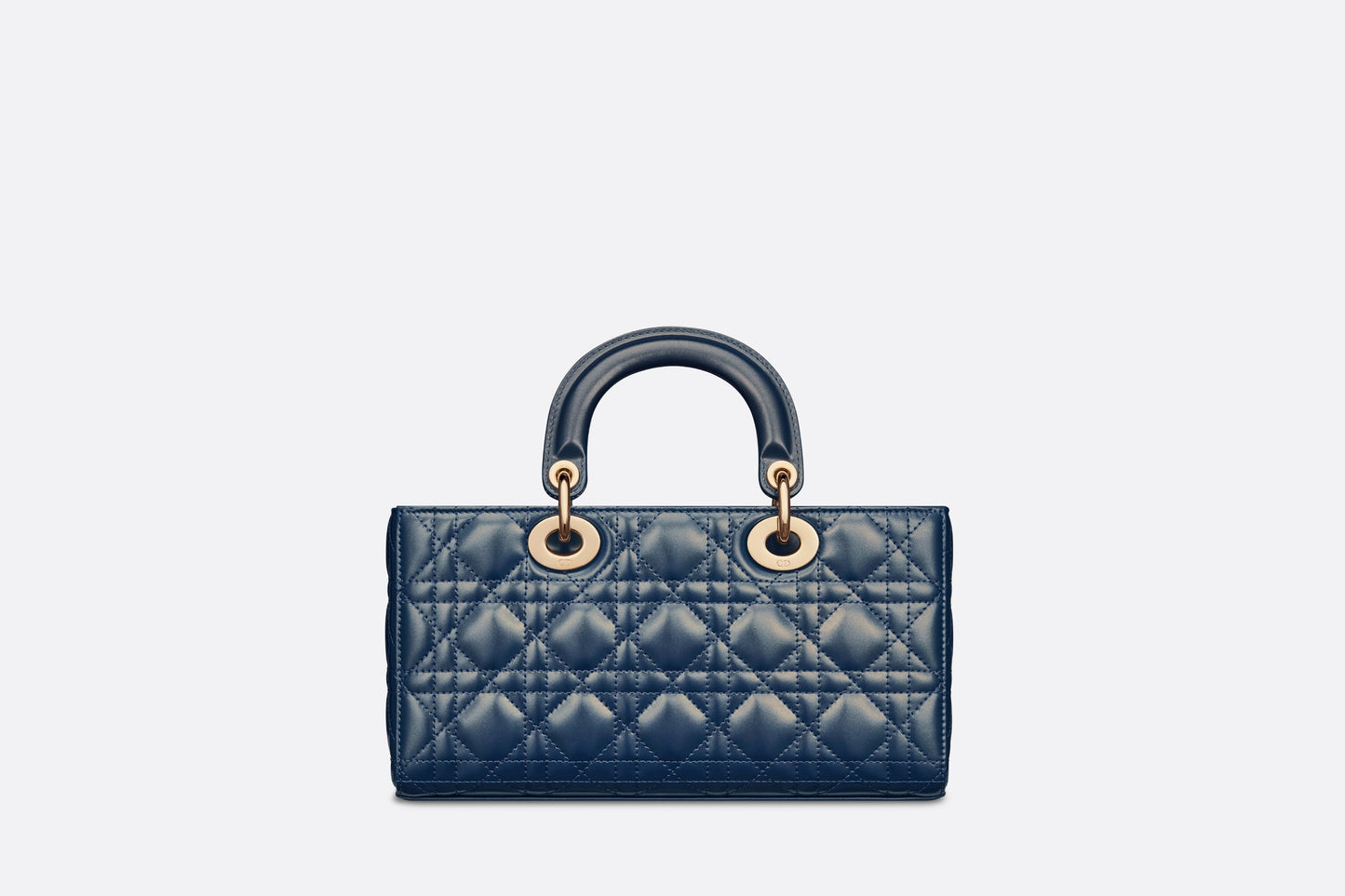 Medium Lady D-Joy Bag • Pastel Midnight Blue Glossy Iridescent Cannage Calfskin