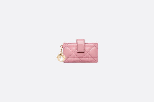 Lady Dior 5-Gusset Card Holder • Melocoton Pink Patent Cannage Calfskin