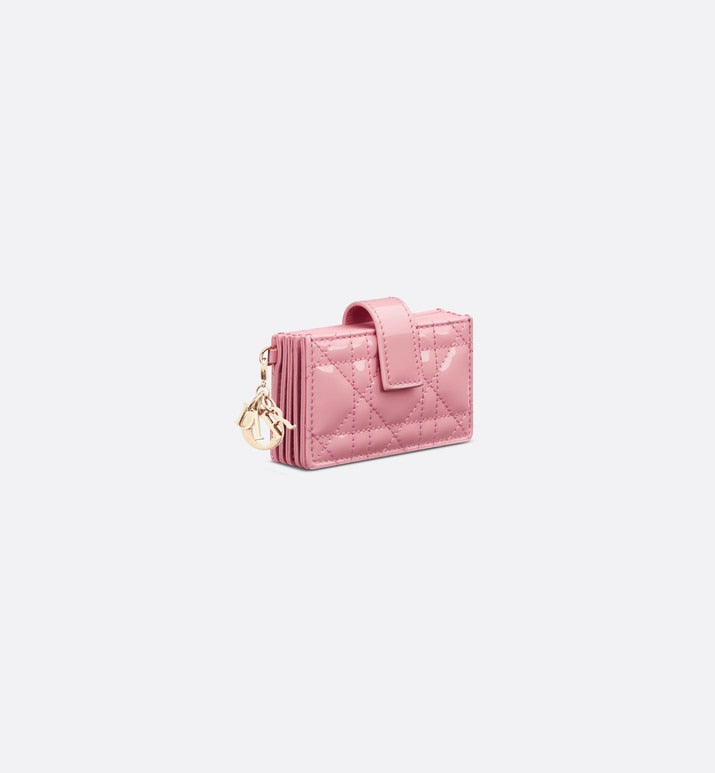 Lady Dior 5-Gusset Card Holder • Melocoton Pink Patent Cannage Calfskin