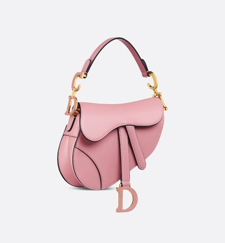 Mini Saddle Bag with Strap • Melocoton Pink Pearlescent Deerskin
