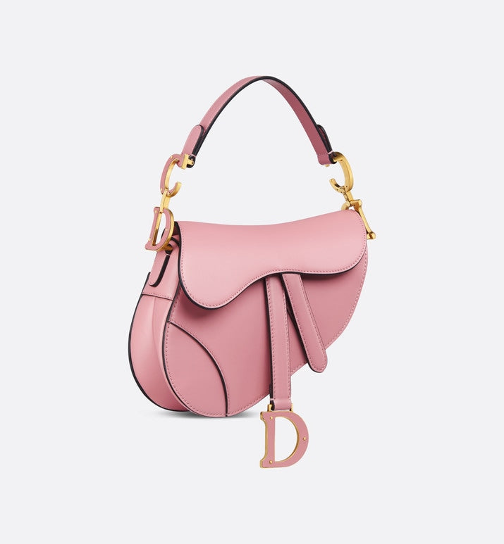 Mini Saddle Bag with Strap • Melocoton Pink Pearlescent Deerskin
