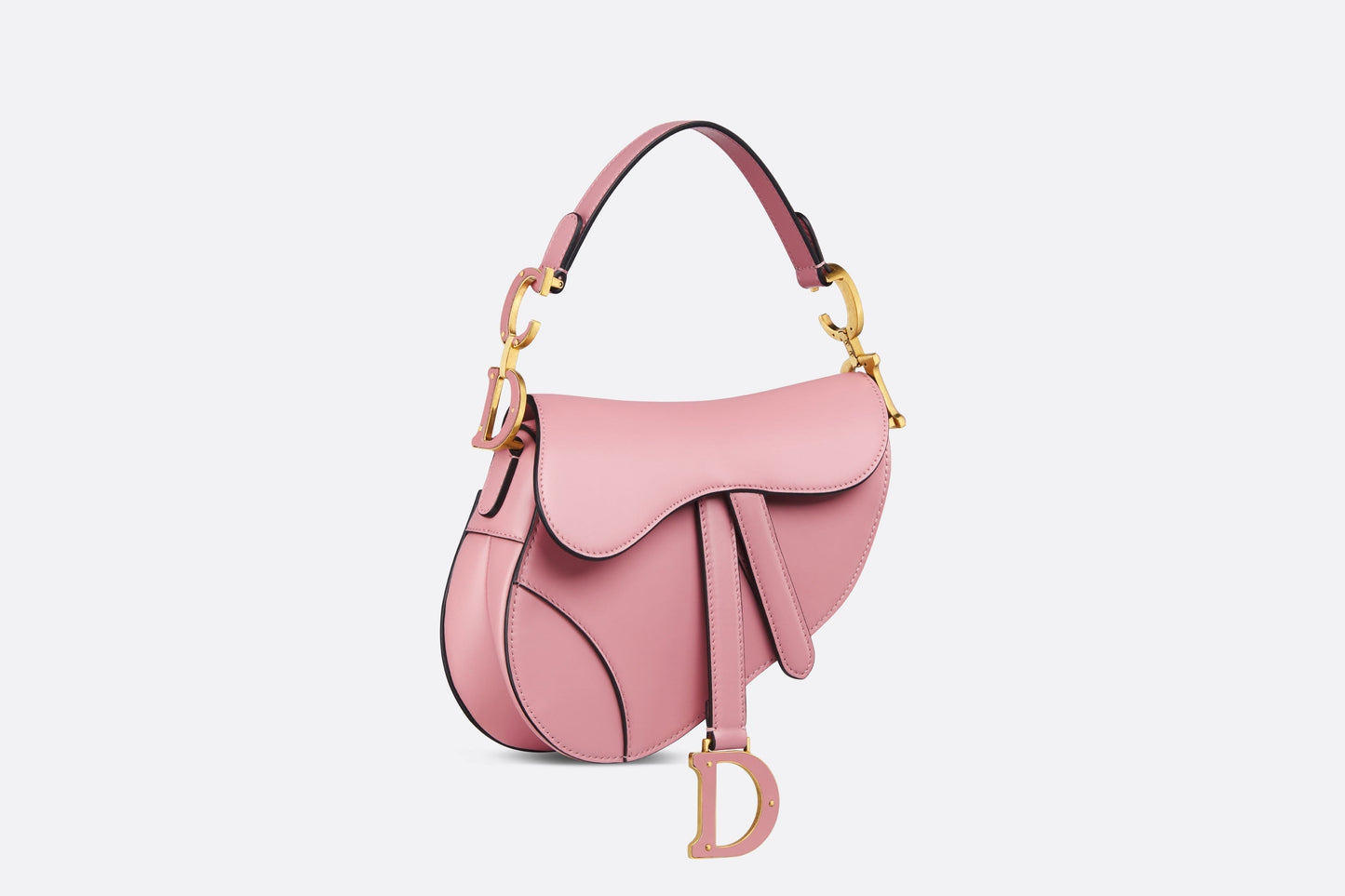 Mini Saddle Bag with Strap • Melocoton Pink Pearlescent Deerskin
