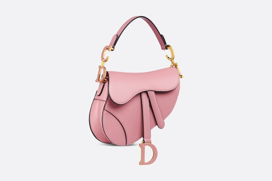 Mini Saddle Bag with Strap • Melocoton Pink Pearlescent Deerskin