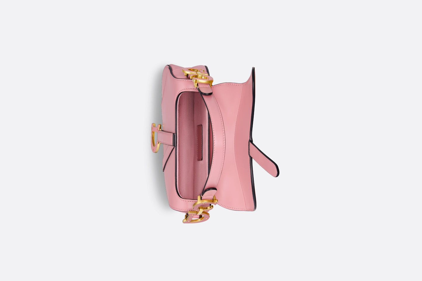 Mini Saddle Bag with Strap • Melocoton Pink Pearlescent Deerskin