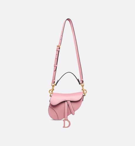 Mini Saddle Bag with Strap • Melocoton Pink Pearlescent Deerskin