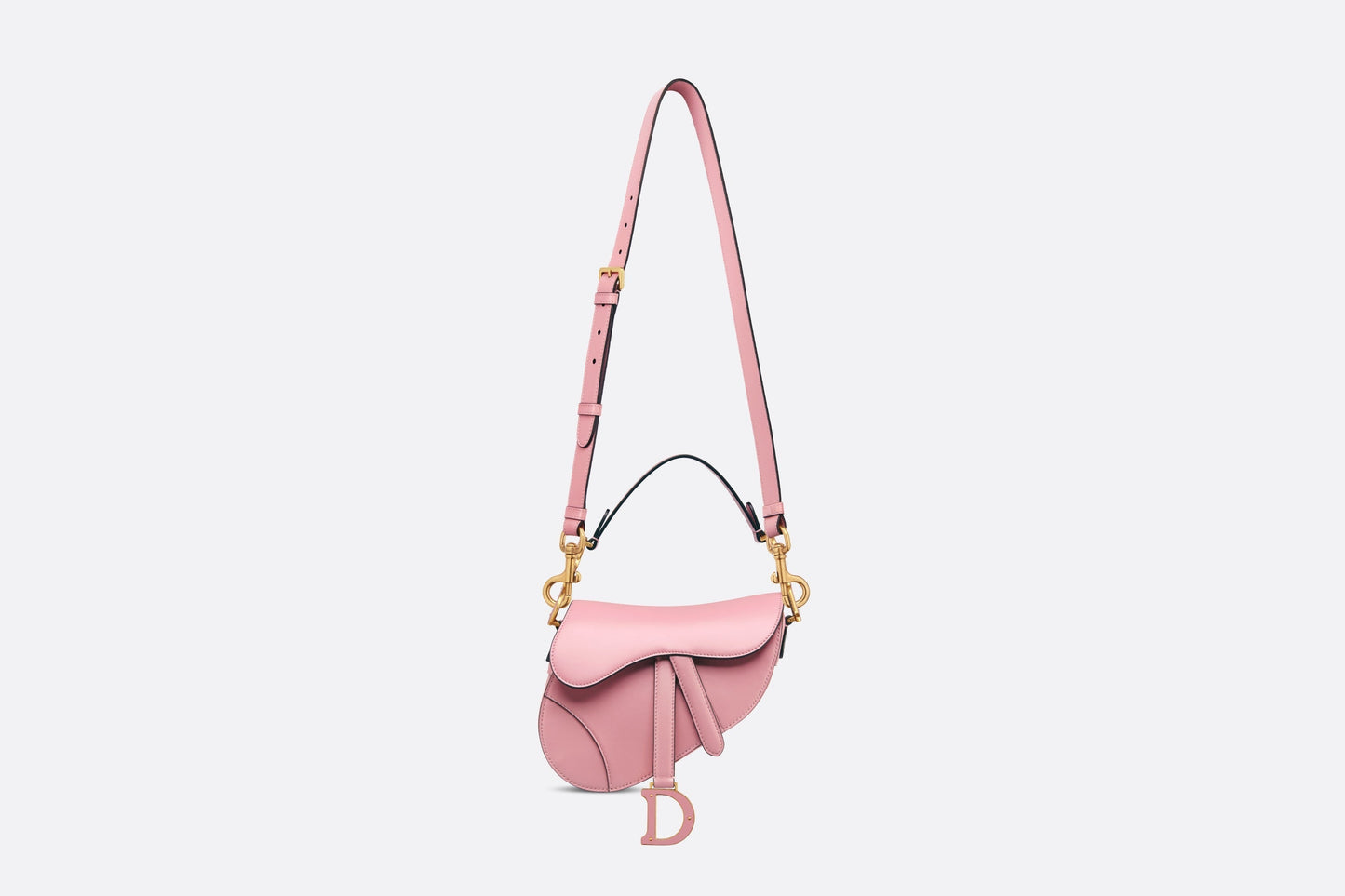 Mini Saddle Bag with Strap • Melocoton Pink Pearlescent Deerskin