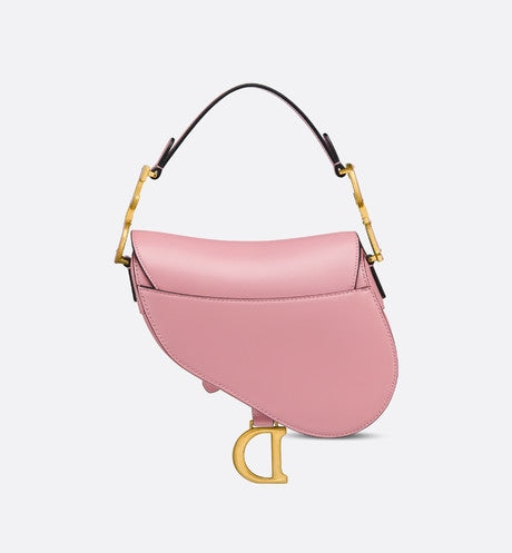 Mini Saddle Bag with Strap • Melocoton Pink Pearlescent Deerskin