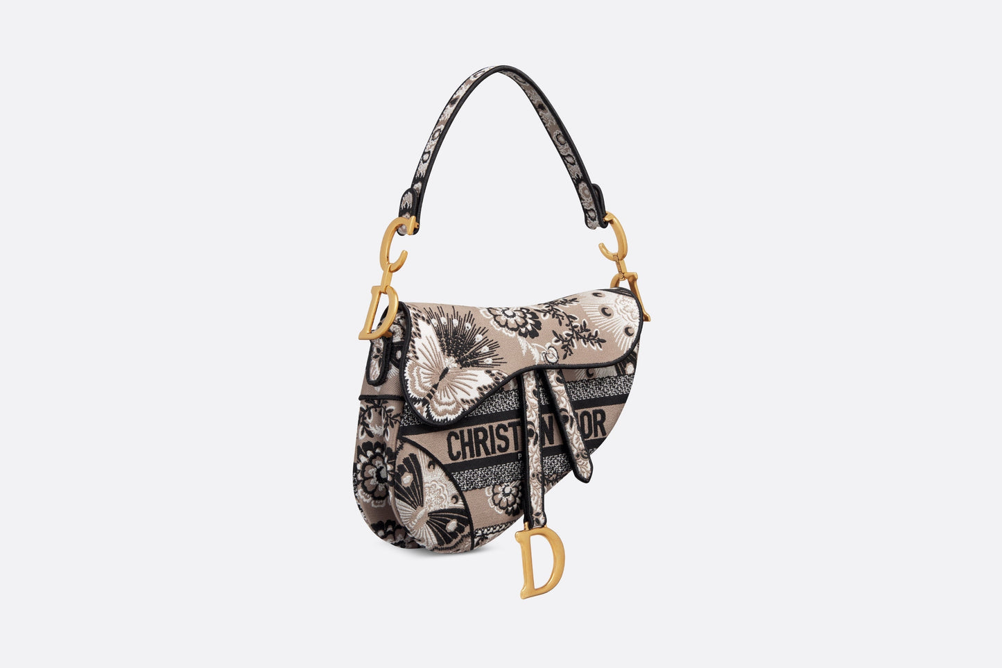 Saddle Bag • Beige Multicolor Butterfly Bandana Embroidery