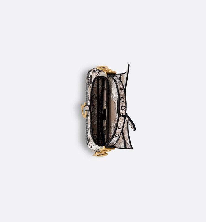 Saddle Bag • Beige Multicolor Butterfly Bandana Embroidery