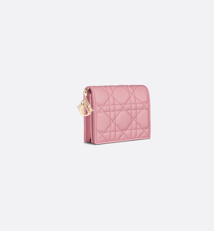 Lady Dior Mini Wallet • Melocoton Pink Cannage Lambskin