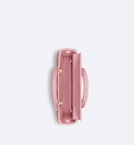 Small Lady D-Joy Bag • Melocoton Pink Glossy Iridescent Cannage Calfskin