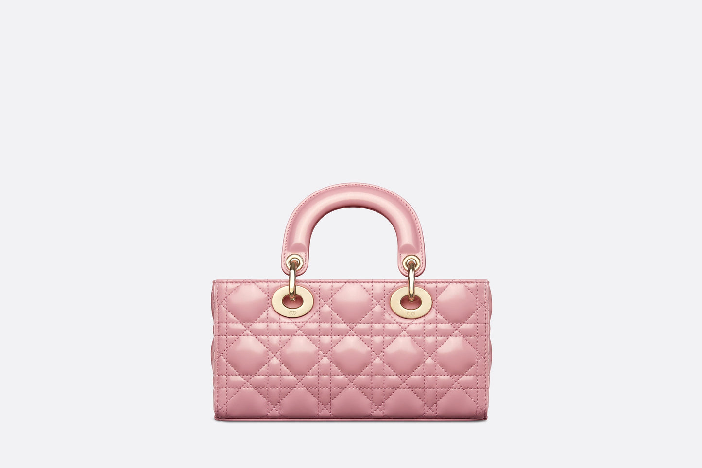 Small Lady D-Joy Bag • Melocoton Pink Glossy Iridescent Cannage Calfskin