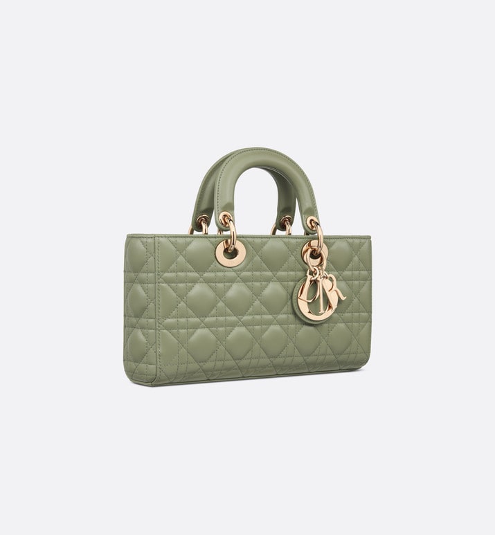 Medium Lady D-Joy Bag • Pastel Peyote Green Cannage Lambskin