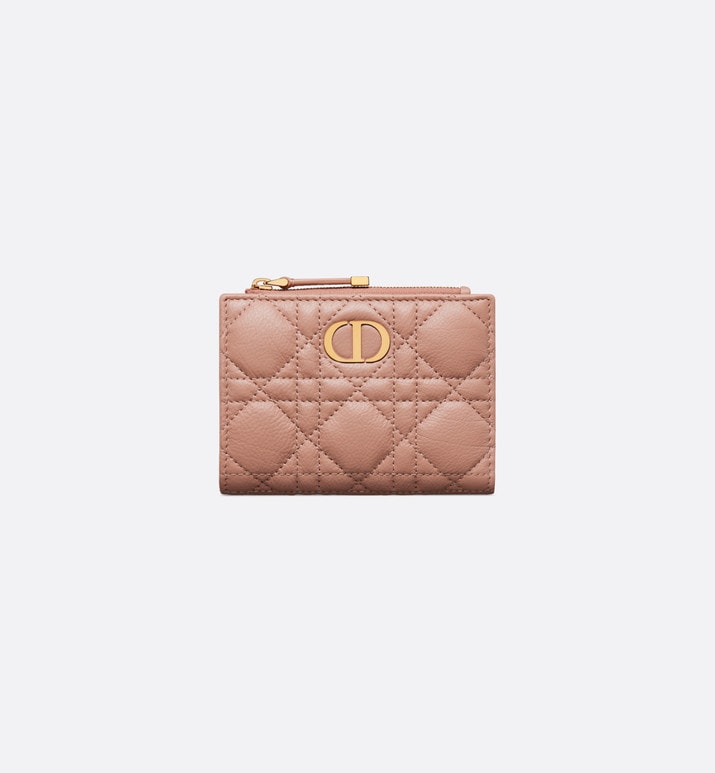 Dior Caro Dahlia Wallet • Rose Des Vents Supple Cannage Calfskin