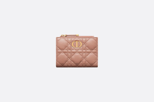 Dior Caro Dahlia Wallet • Rose Des Vents Supple Cannage Calfskin