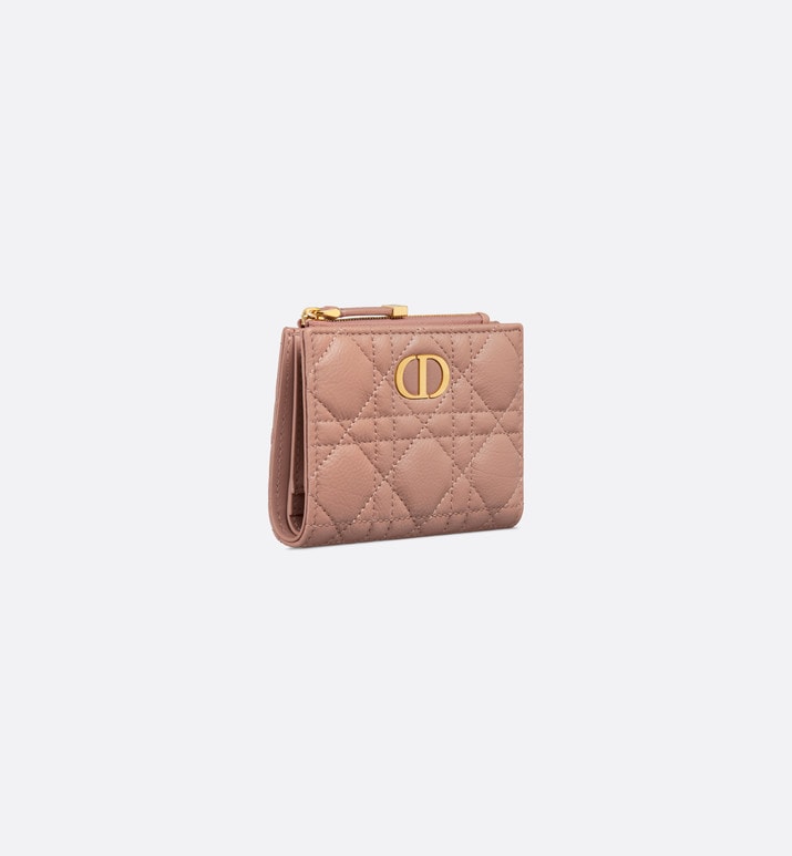Dior Caro Dahlia Wallet • Rose Des Vents Supple Cannage Calfskin