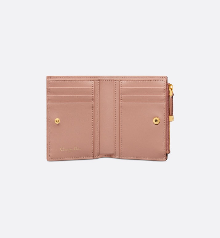 Dior Caro Dahlia Wallet • Rose Des Vents Supple Cannage Calfskin