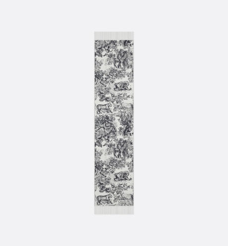 Toile de Jouy Sauvage Scarf • Navy Blue Cashmere and Wool