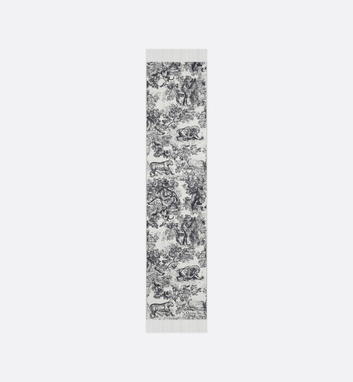 Toile de Jouy Sauvage Scarf • Navy Blue Cashmere and Wool