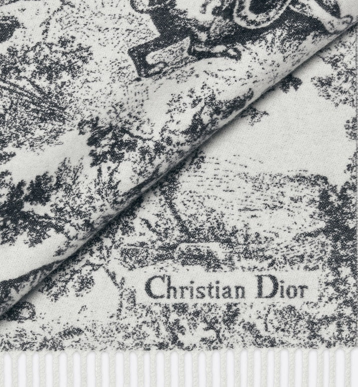 Toile de Jouy Sauvage Scarf • Navy Blue Cashmere and Wool