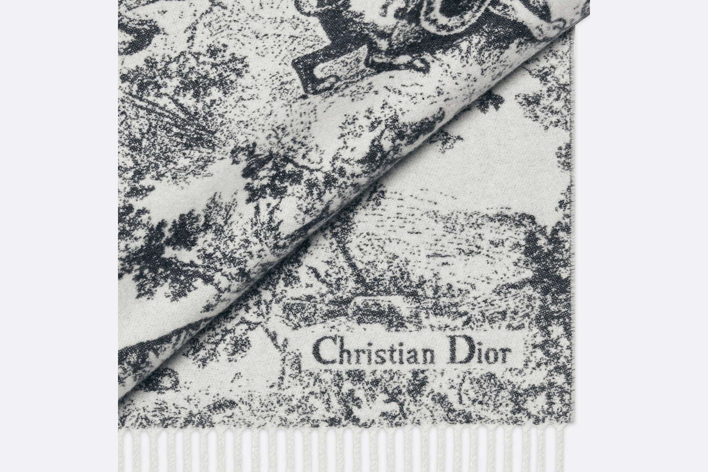 Toile de Jouy Sauvage Scarf • Navy Blue Cashmere and Wool