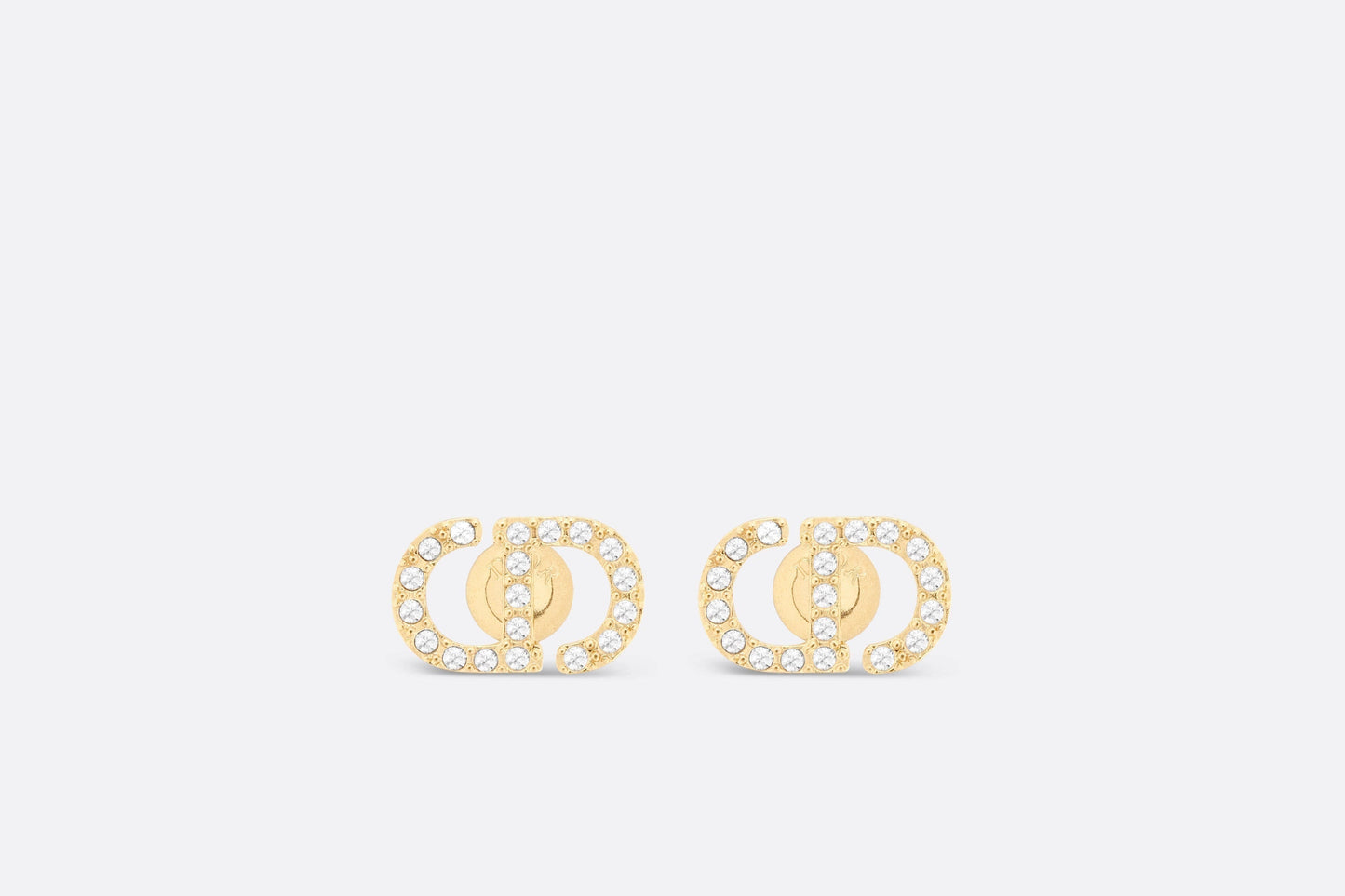 Petit CD Mini Stud Earrings • Gold-Finish Metal and Silver-Tone Crystals