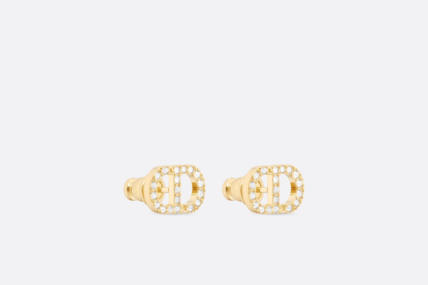 Petit CD Mini Stud Earrings • Gold-Finish Metal and Silver-Tone Crystals