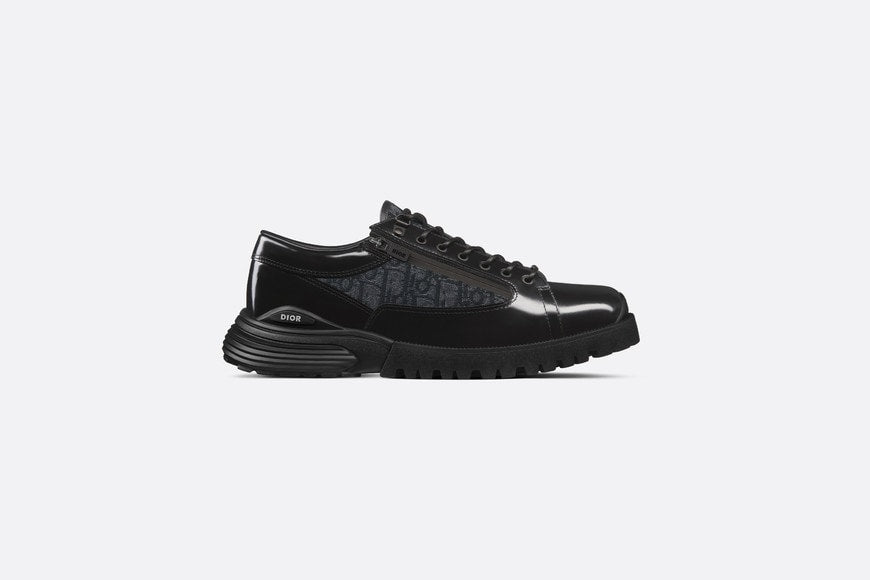Dior Combat Derby Shoe • Black polished calfskin and Dior Oblique jacquard