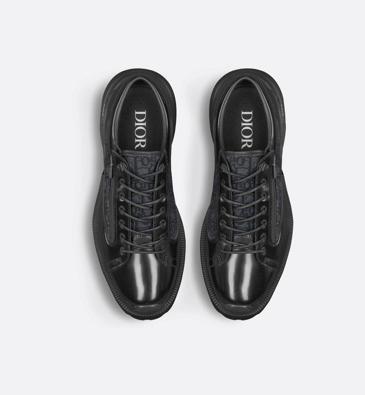 Dior Combat Derby Shoe • Black polished calfskin and Dior Oblique jacquard