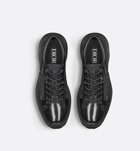 Dior Combat Derby Shoe • Black polished calfskin and Dior Oblique jacquard