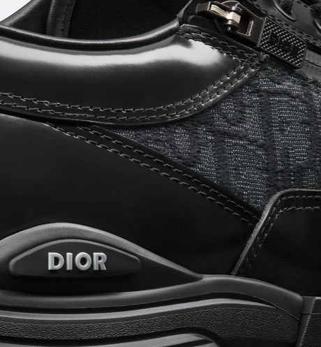 Dior Combat Derby Shoe • Black polished calfskin and Dior Oblique jacquard