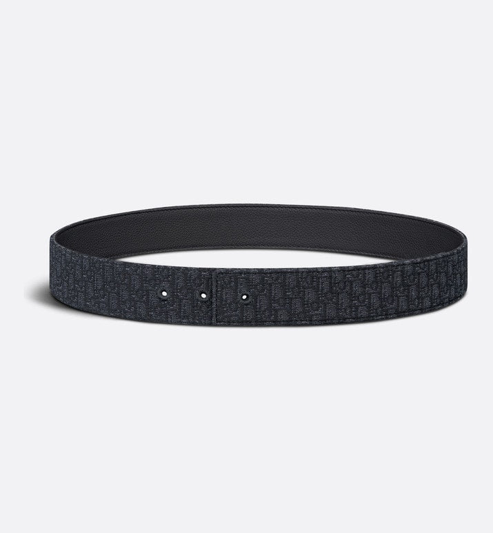 Reversible Belt Strap • Black Micro Dior Oblique Jacquard and Black Grained Calfskin, 35 MM