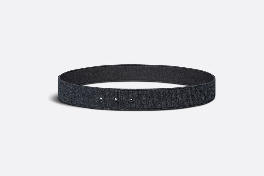 Reversible Belt Strap • Black Micro Dior Oblique Jacquard and Black Grained Calfskin, 35 MM