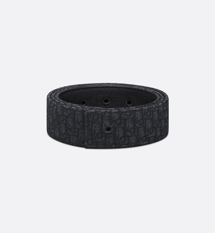 Reversible Belt Strap • Black Micro Dior Oblique Jacquard and Black Grained Calfskin, 35 MM