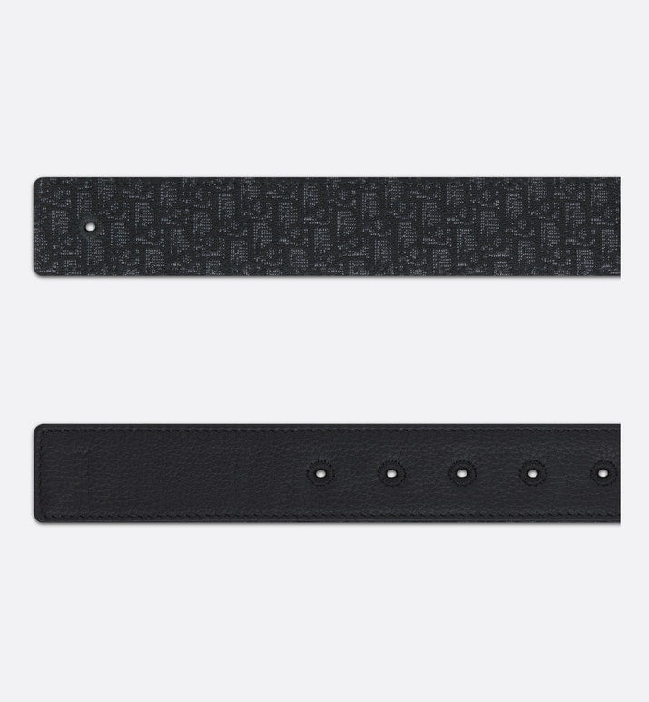 Reversible Belt Strap • Black Micro Dior Oblique Jacquard and Black Grained Calfskin, 35 MM