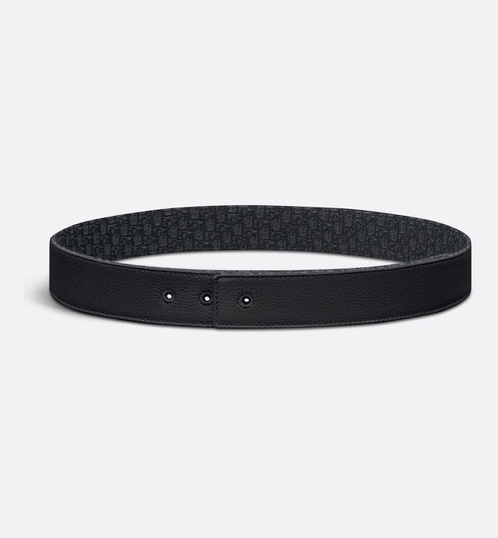 Reversible Belt Strap • Black Micro Dior Oblique Jacquard and Black Grained Calfskin, 35 MM