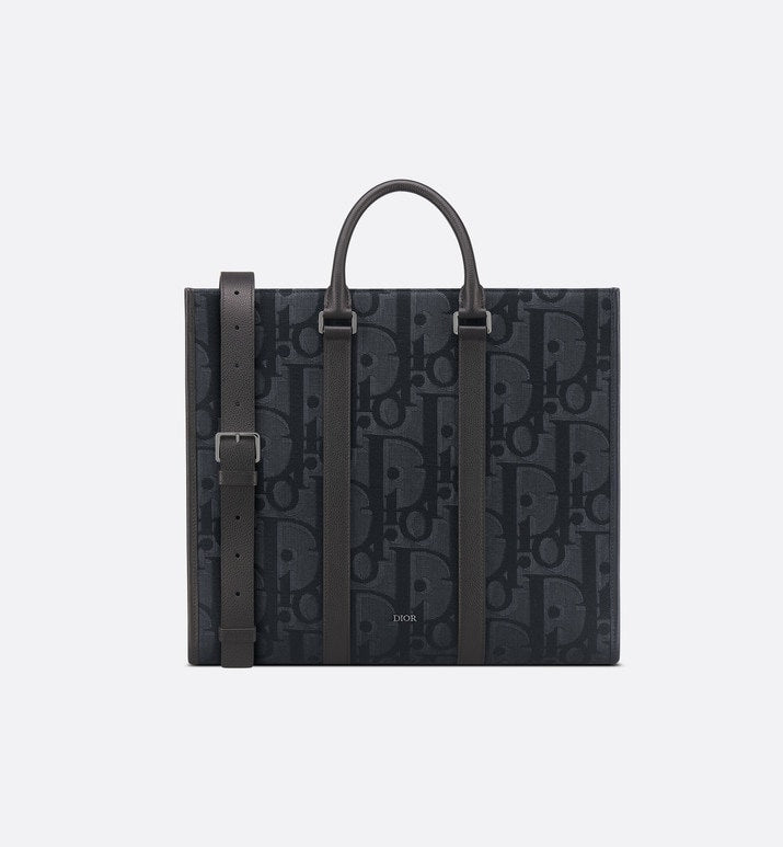 East-West Tote Bag • Black Maxi Dior Oblique Jacquard