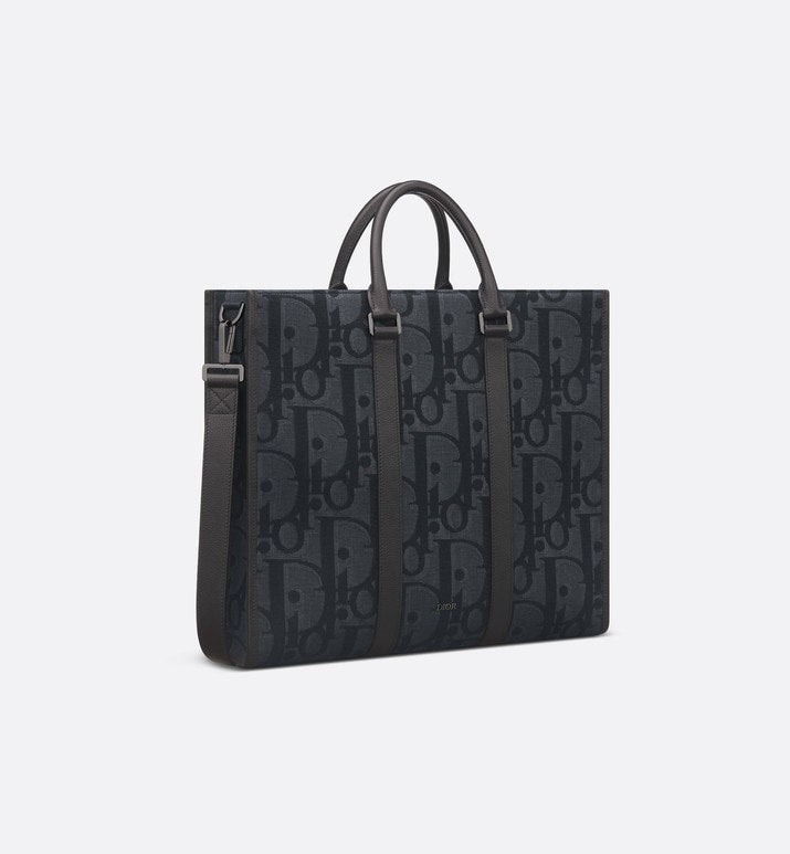 East-West Tote Bag • Black Maxi Dior Oblique Jacquard