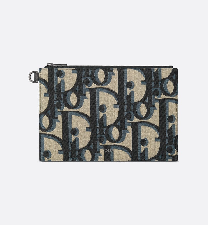 A5 Pouch • Beige and Black Maxi Dior Oblique Jacquard