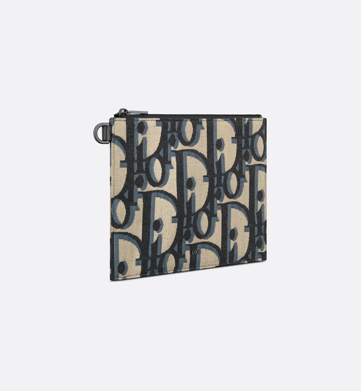 A5 Pouch • Beige and Black Maxi Dior Oblique Jacquard