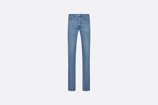 Long Slim-Fit Jeans • Blue Cotton-Blend Twill