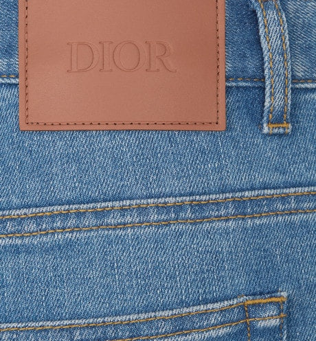 Long Slim-Fit Jeans • Blue Cotton-Blend Twill