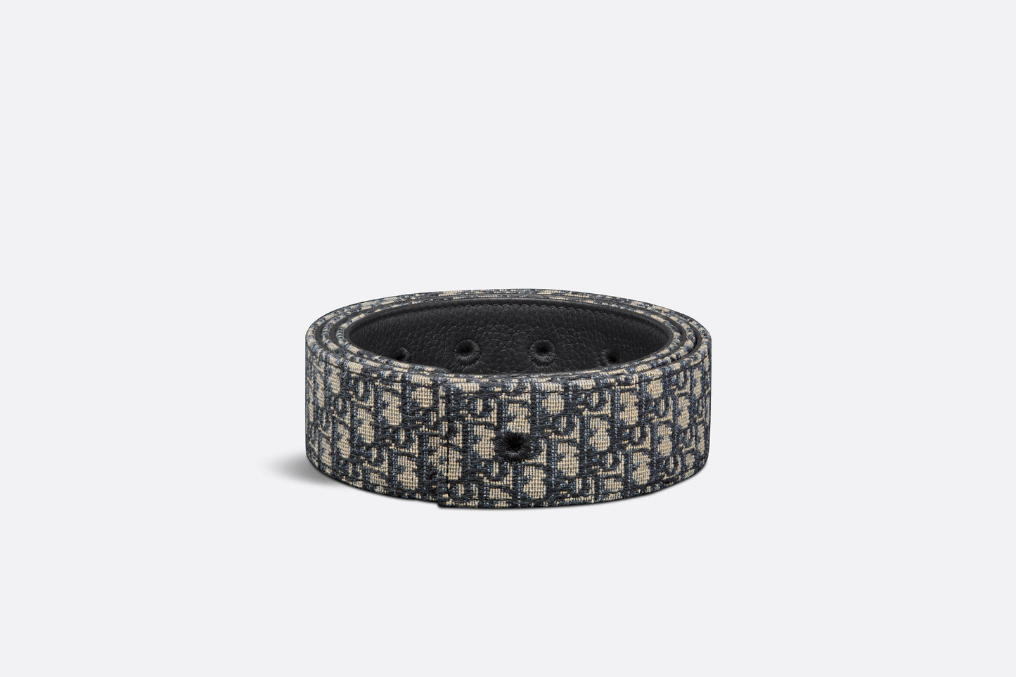 Reversible Belt Strap • Beige and Black Micro Dior Oblique Jacquard and Black Grained Calfskin, 35 MM