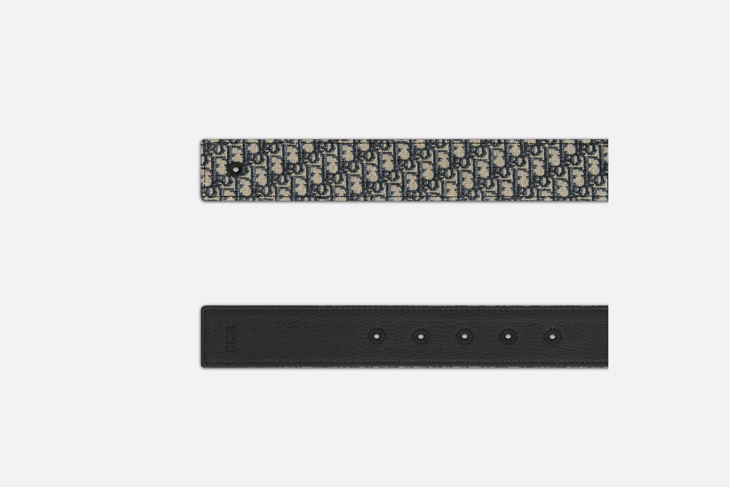 Reversible Belt Strap • Beige and Black Micro Dior Oblique Jacquard and Black Grained Calfskin, 35 MM