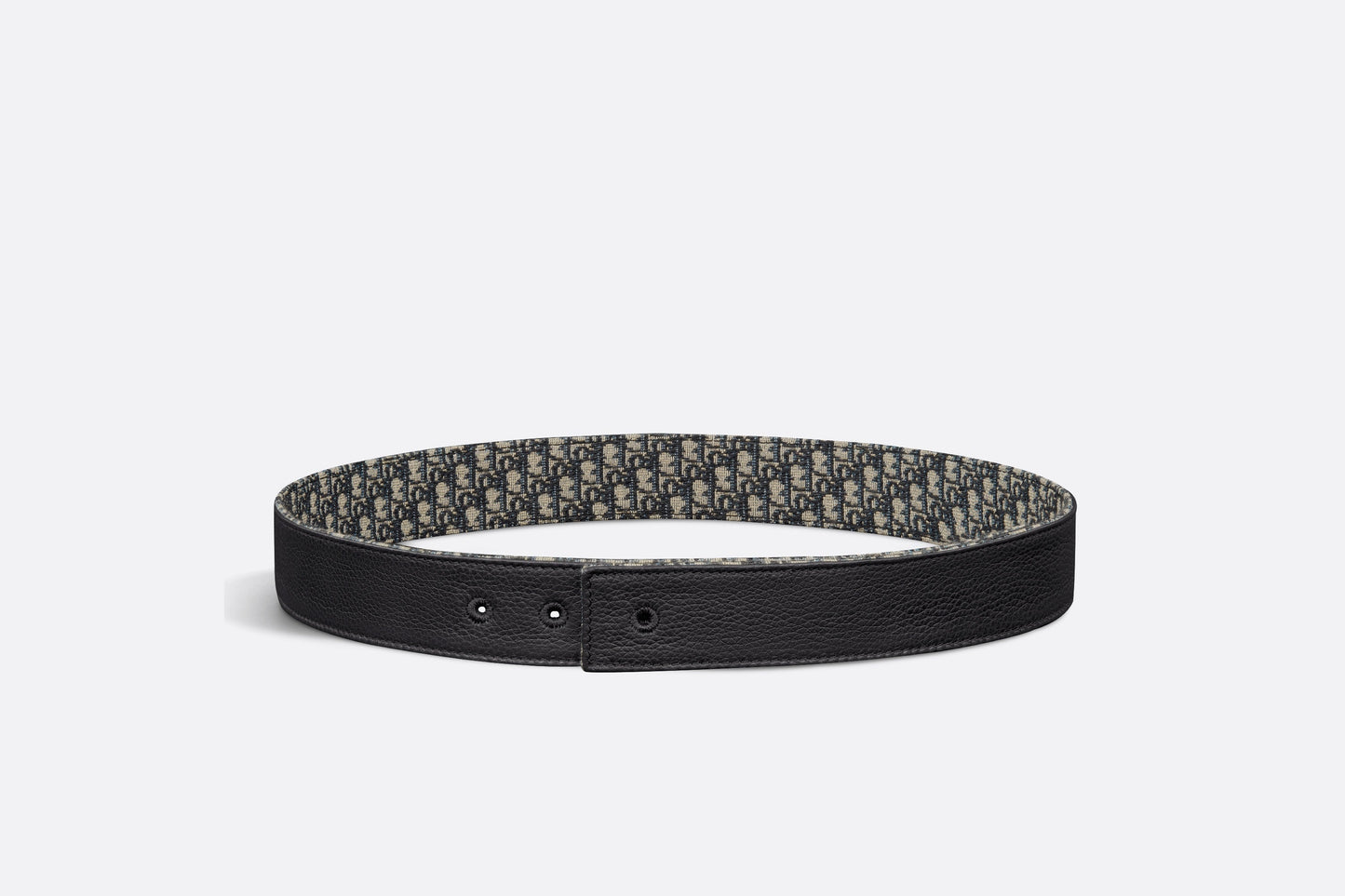 Reversible Belt Strap • Beige and Black Micro Dior Oblique Jacquard and Black Grained Calfskin, 35 MM