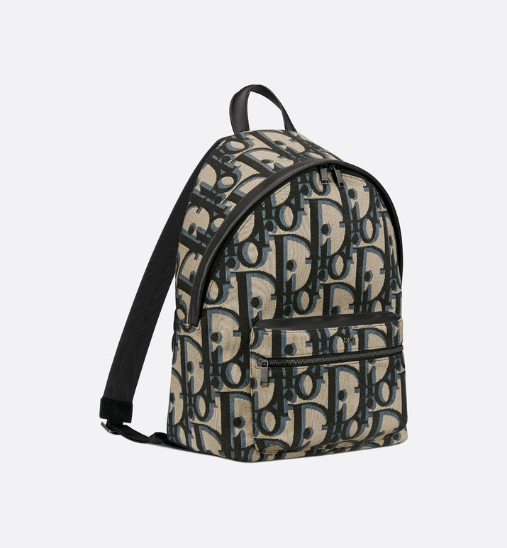 Rider Backpack • Beige and Black Maxi Dior Oblique Jacquard