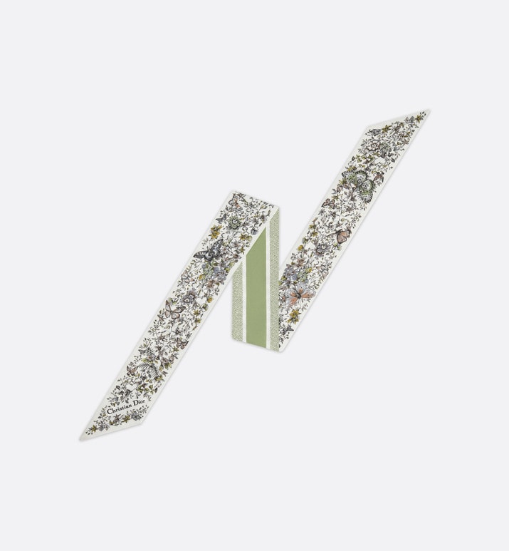 Butterfly Around the World Mitzah Scarf • Pastel Peyote Green Silk Twill