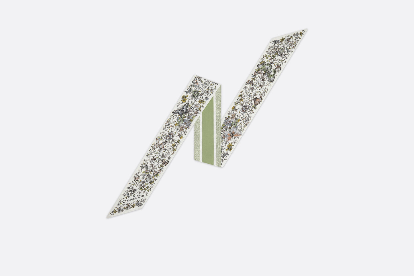 Butterfly Around the World Mitzah Scarf • Pastel Peyote Green Silk Twill