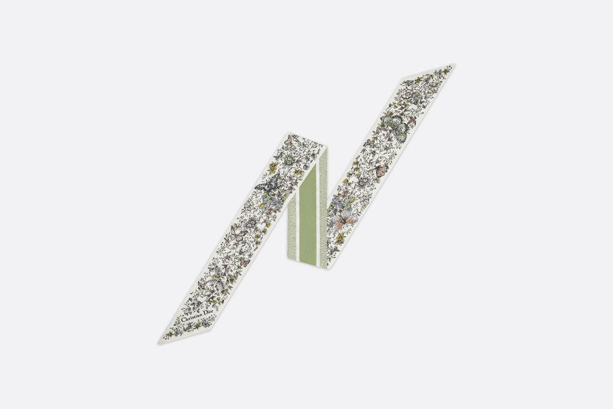 Butterfly Around the World Mitzah Scarf • Pastel Peyote Green Silk Twill