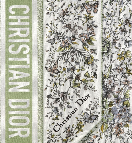 Butterfly Around the World Mitzah Scarf • Pastel Peyote Green Silk Twill